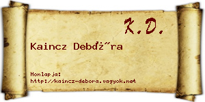 Kaincz Debóra névjegykártya